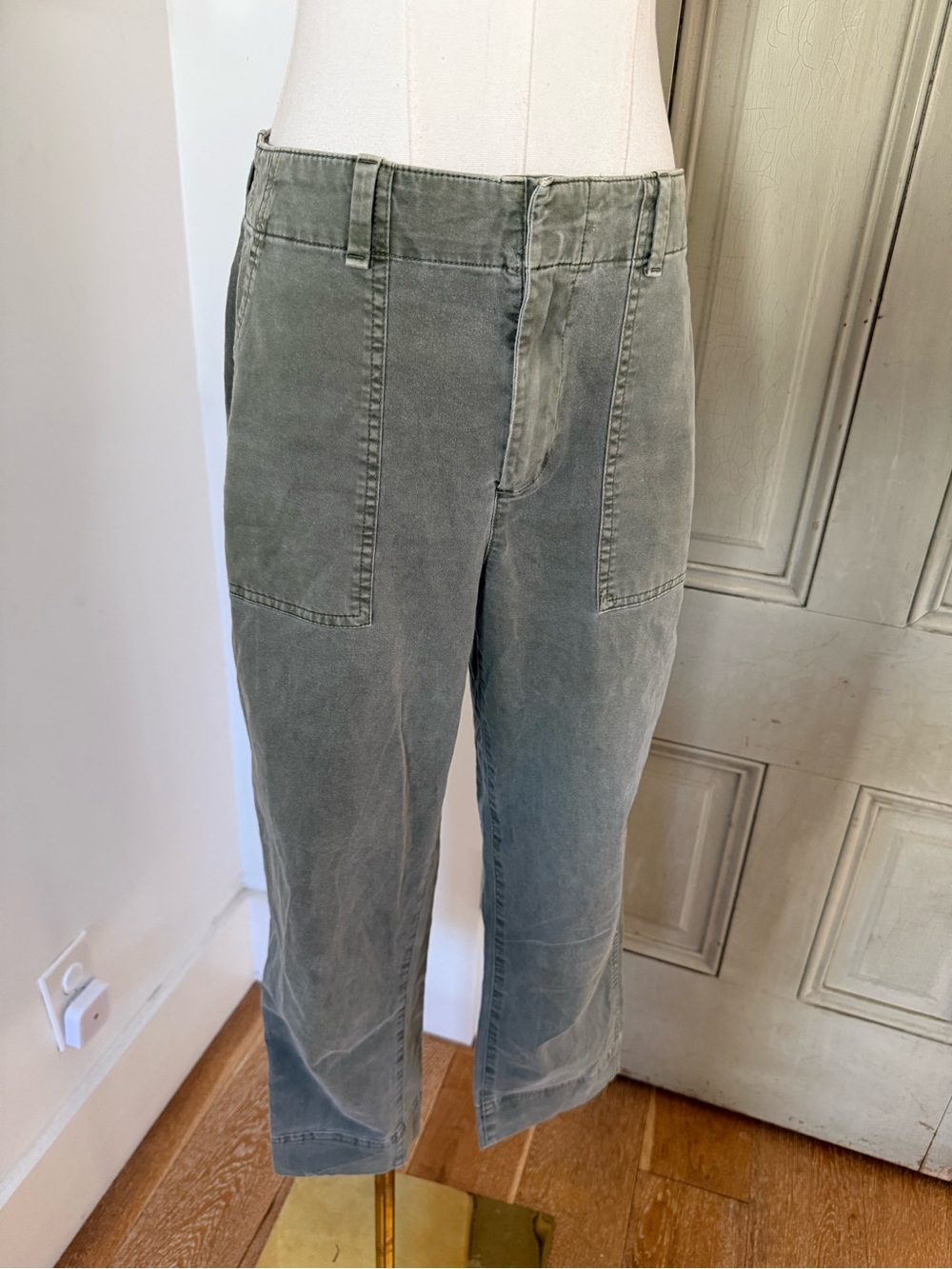 High Rise Girlfriend Chinos in Olive Green - Picture 3 of 10